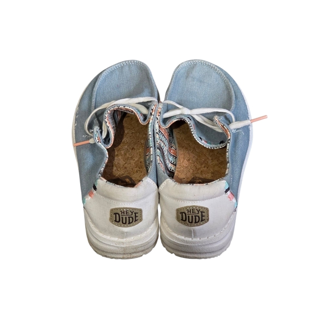 Hey Dude Wendy Boho Light Denim Womens  7 Slip On Loafer Boat Shoes Casual Comfy - Picture 3 of 8